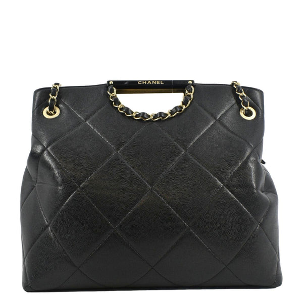 CHANEL Large A Real Catch Quilted Leather Shopping Tote Bag Black