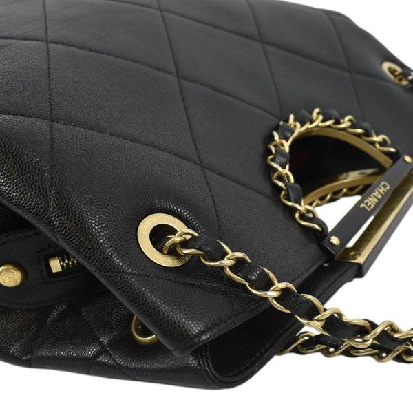 CHANEL Large A Real Catch Quilted Leather Shopping Tote Bag Black