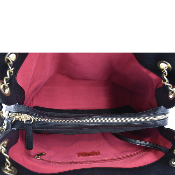 CHANEL Large A Real Catch Quilted Leather Shopping Tote Bag Black