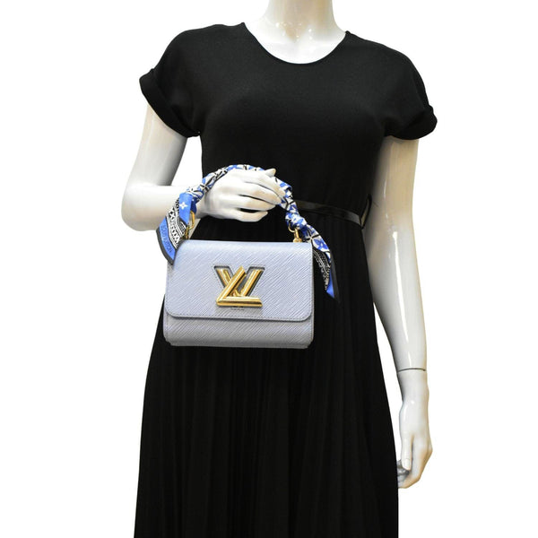 LOUIS VUITTON Twist PM Epi Leather Crossbody Bag Light Blue