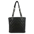 CHANEL PST Caviar Leather Quilted Shopping Tote Bag Black