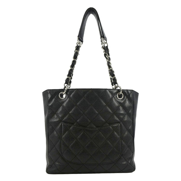 CHANEL PST Caviar Leather Quilted Shopping Tote Bag Black