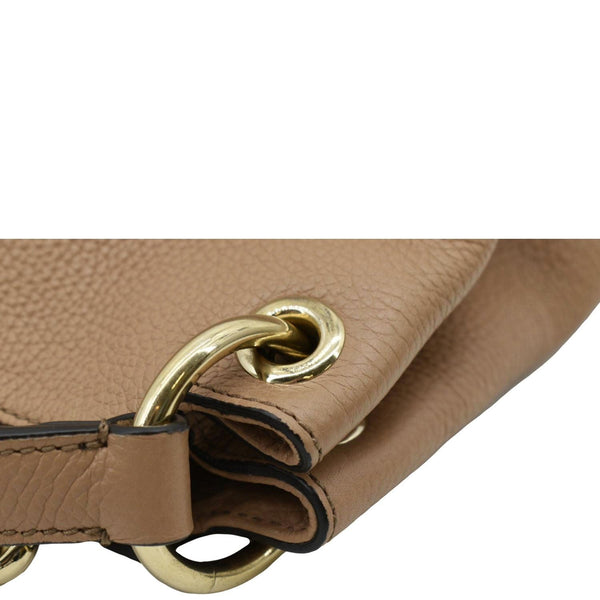 GUCCI Soho Large Pebbled Leather Hobo Shoulder Bag Tan 536194