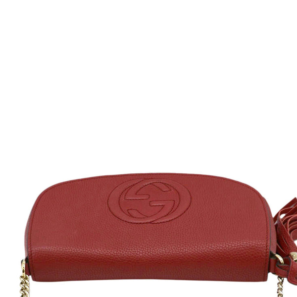 GUCCI Soho GG Flap Leather Chain Crossbody Bag Red 536224
