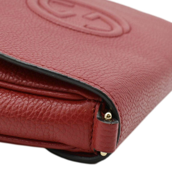 GUCCI Soho GG Flap Leather Chain Crossbody Bag Red 536224