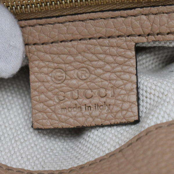GUCCI Soho Large Pebbled Leather Hobo Shoulder Bag Tan 536194