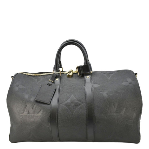 LOUIS VUITTON Keepall Bandouliere 45 Monogram Empreinte Giant Travel Bag Black