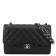 CHANEL Classic Large Double Flap Quilted Leather Shoulder Bag Black