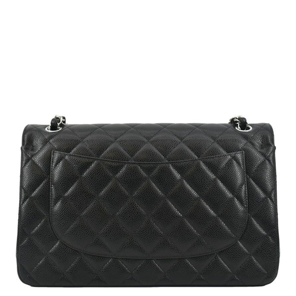 CHANEL Classic Large Double Flap Quilted Leather Shoulder Bag Black