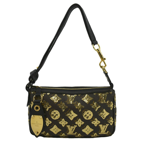 LOUIS VUITTON Mini Pochette Monogram Sequins Eclipse Accessoires Pouch Brown