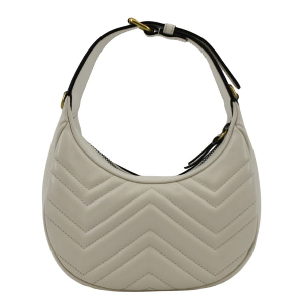 GUCCI GG Marmont Half Moon Shoulder White Bag 699514 with back side view