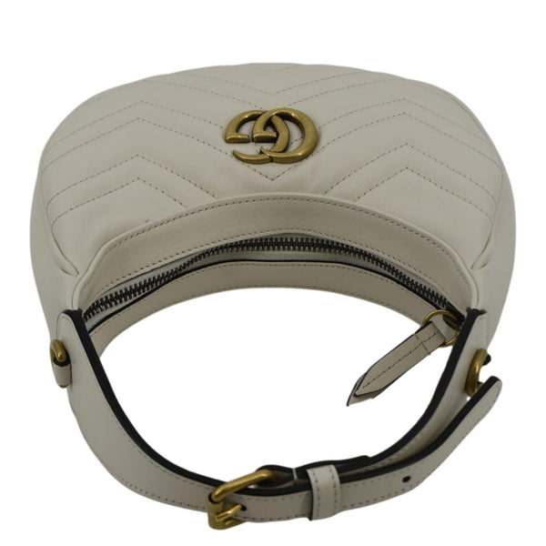 GUCCI GG Marmont Half Moon Shoulder White Bag 699514 with land scape view