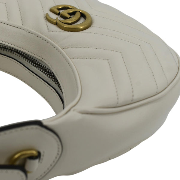 GUCCI GG Marmont Half Moon Shoulder White Bag 699514 with right side view
