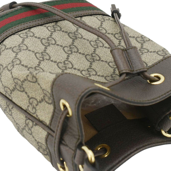 GUCCI Ophidia Mini GG Supreme Crossbody Bucket Bag Beige 550620
