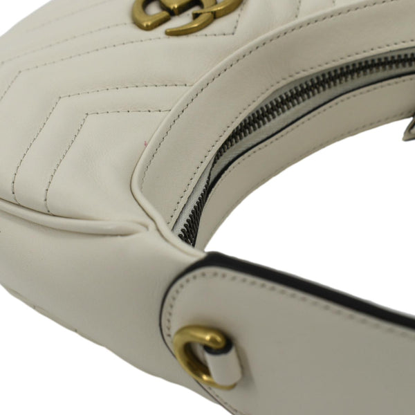 GUCCI GG Marmont Half Moon Shoulder White Bag 699514 with left side view