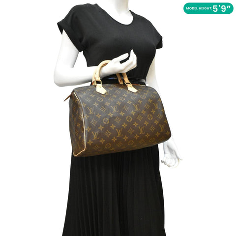 LOUIS VUITTON Speedy 30 Satchel Bag Brown dummy look