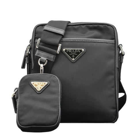 PRADA Re-Nylon Saffiano Leather Crossbody Bag Black