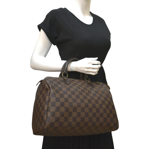 LOUIS VUITTON Speedy 25 Damier Ebene Satchel Bag Brown