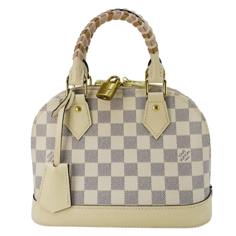 LOUIS VUITTON Alma BB Braided Damier Azur Satchel Bag White