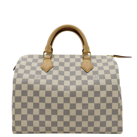 LOUIS VUITTON Speedy 30 Damier Azur Satchel Bag White