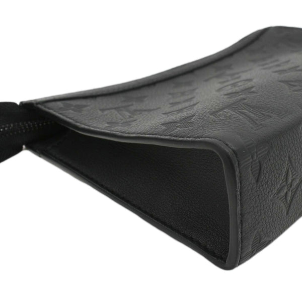 LOUIS VUITTON Gaston Wearable Wallet Monogram Shadow Leather Crossbody Bag Black