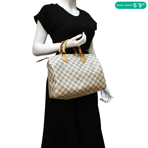 LOUIS VUITTON Speedy 30 Satchel Bag White back side