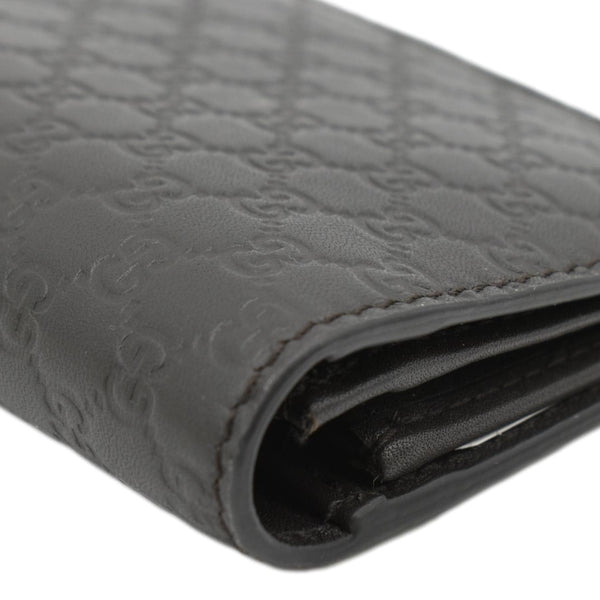 GUCCI G Leather Bi-fold Long Wallet Black upper right corner look