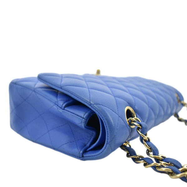 CHANEL Classic Double Flap Quilted Leather Shoulder Bag Blue