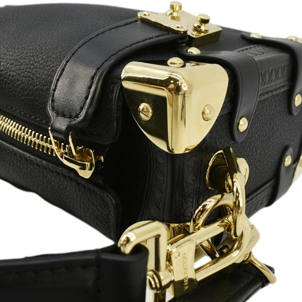 LOUIS VUITTON Side Trunk PM Grained Calf Leather Tote Bag Black