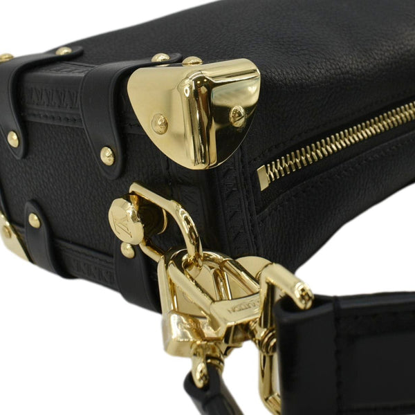 LOUIS VUITTON Side Trunk PM Grained Calf Leather Tote Bag Black