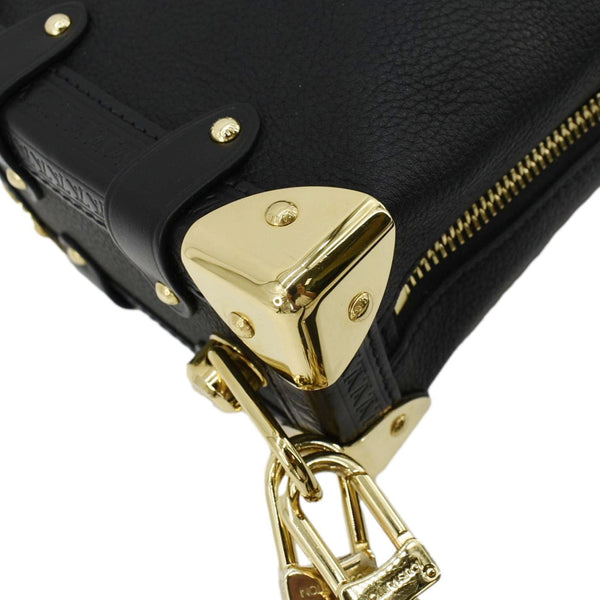 LOUIS VUITTON Side Trunk PM Grained Calf Leather Tote Bag Black