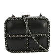 CHANEL Minaudiere Lambskin Leather Chain Clutch Crossbody Black