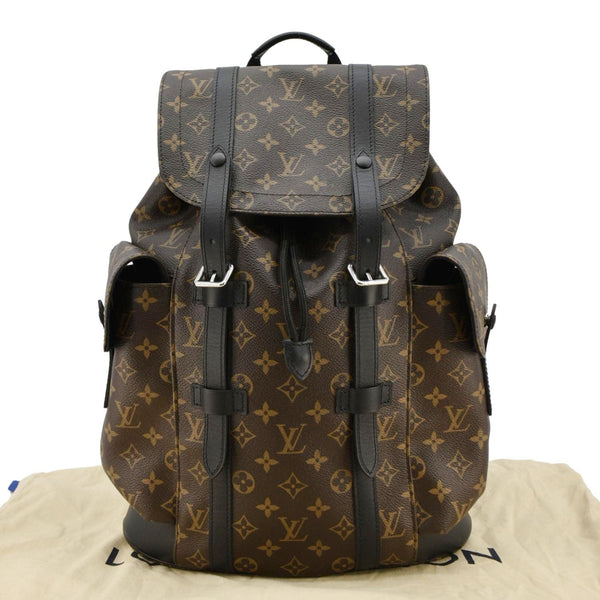 LOUIS VUITTON Christopher Monogram Macassar Canvas Backpack Bag Brown