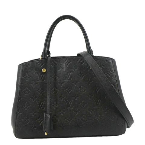 LOUIS VUITTON Montaigne MM Monogram Empreinte Satchel Shoulder Bag Black