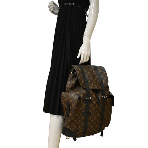 LOUIS VUITTON Christopher Monogram Macassar Canvas Backpack Bag Brown