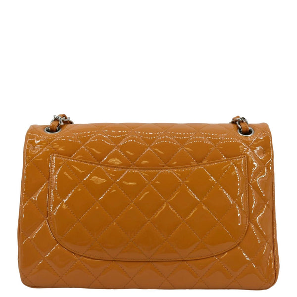 CHANEL Classic Jumbo Double Flap Quilted Leather Shoulder Bag Orange