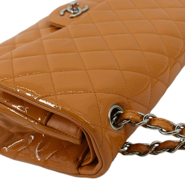 CHANEL Classic Jumbo Double Flap Quilted Leather Shoulder Bag Orange