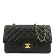 CHANEL Classic Vintage Black Quilted Leather Shoulder Bag with front view