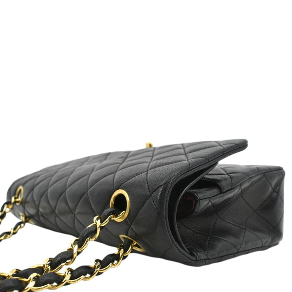 CHANEL Classic Vintage Black Quilted Leather Shoulder Bag with left side view