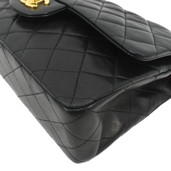 CHANEL Classic Vintage Black Quilted Leather Shoulder Bag with lower right side view