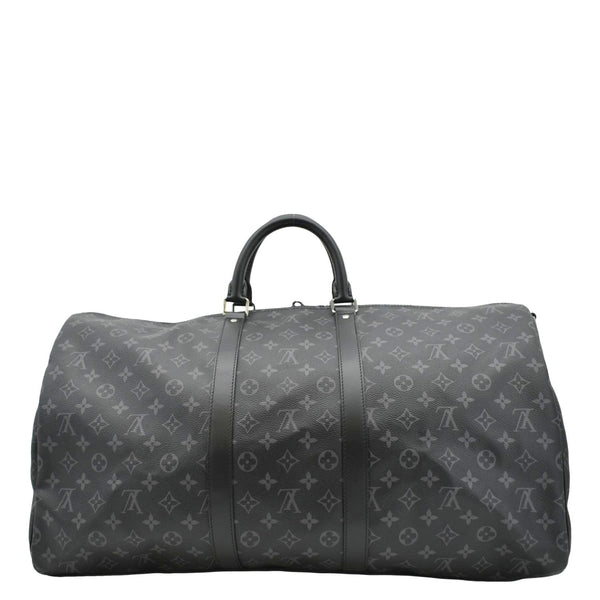 LOUIS VUITTON Keepall 55 Bandouliere Monogram Eclipse Travel Bag Black