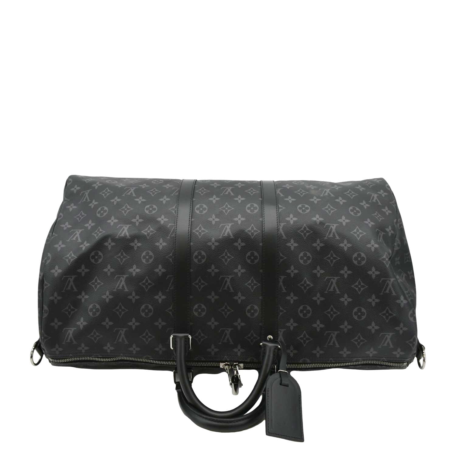 LOUIS VUITTON Keepall 55 Bandouliere Monogram Eclipse Travel Bag Black