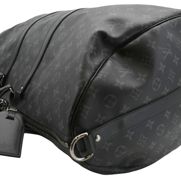 LOUIS VUITTON Keepall 55 Bandouliere Monogram Eclipse Travel Bag Black