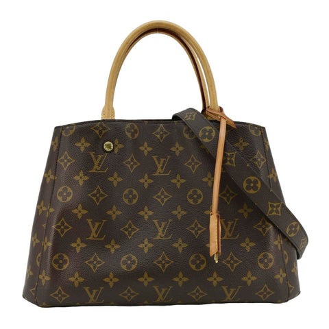 LOUIS VUITTON Montaigne MM Monogram Canvas Shoulder Bag Brown