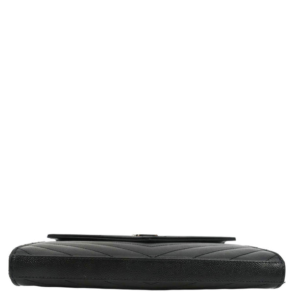 YVES SAINT LAURENT Cassandre Chain Wallet Leather Crossbody Bag Black