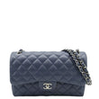 CHANEL Quilted Caviar Leather Shoulder Bag Blue front look