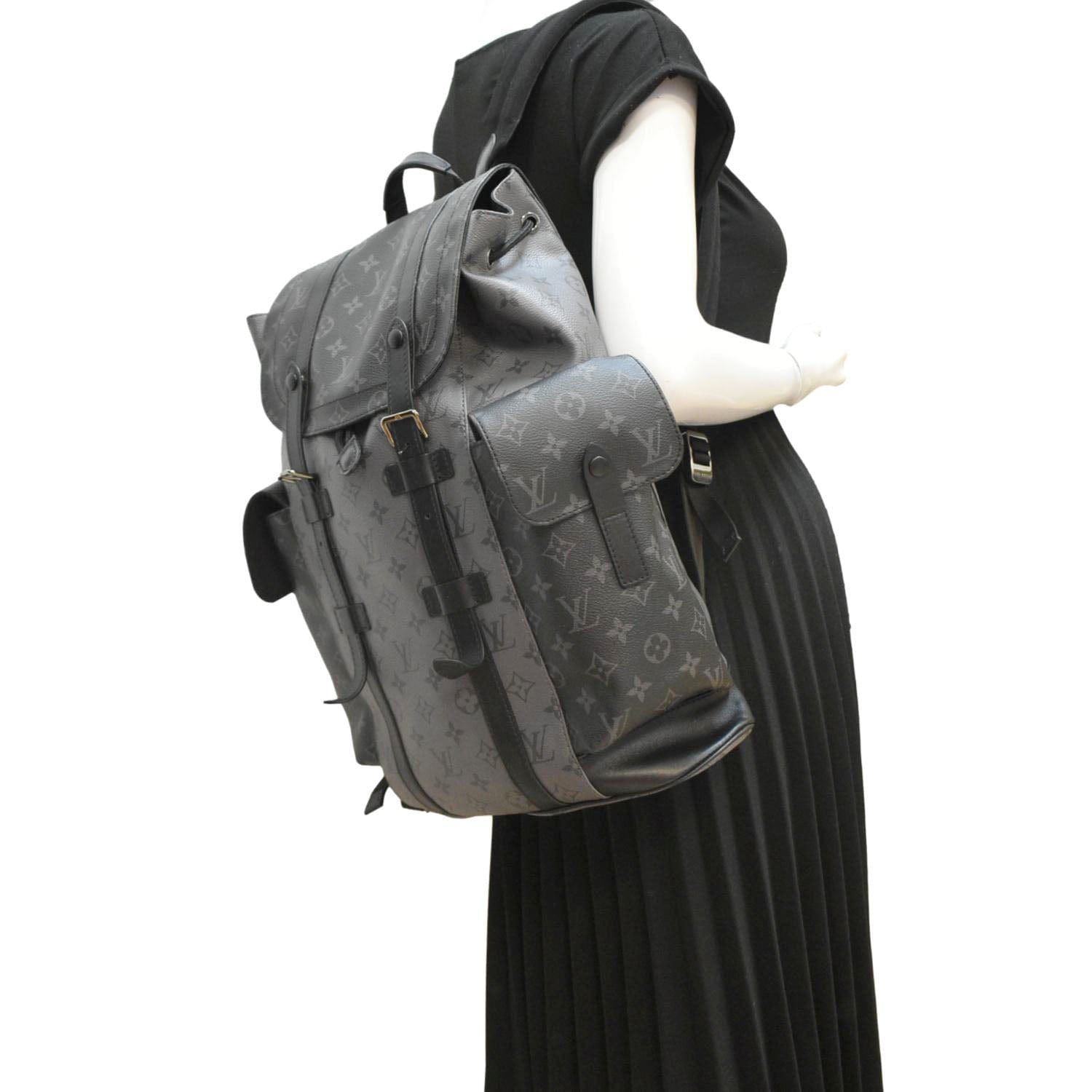 louis vuitton backpack black and gray LOUIS VUITTON Christopher PM Reverse Monogram Eclipse Backpack Bag Bla
