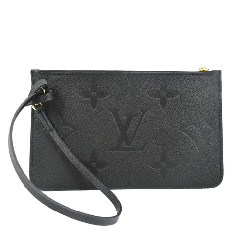 LOUIS VUITTON Neverfull Empreinte Monogram Pochette Wristlet Pouch Black
