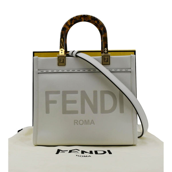 FENDI Sunshine Small Leather Crossbody Bag Off White