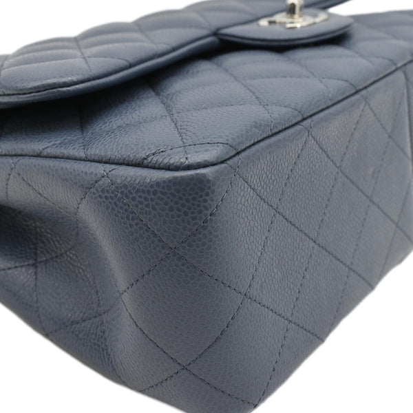 CHANEL Quilted Caviar Leather Shoulder Bag Blue lower right \corner look